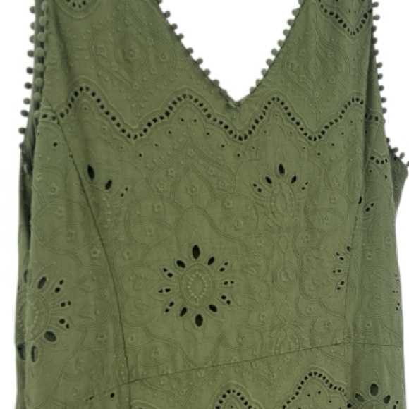 NWT’S HOUSE OF HARLOW 1960  Button Front Cotton Eyelet Dress in Olive Green sz 8 - Picture 11 of 15